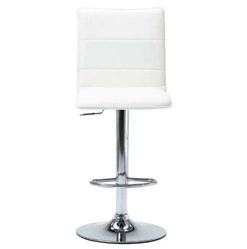 chaise de bar simili cuir blanc et métal chromé Rand - Lot de 2 - Photo n°2; ?>