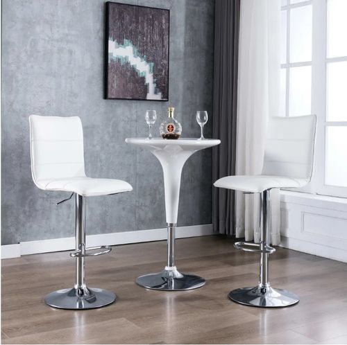chaise de bar simili cuir blanc et métal chromé Rand - Lot de 2 - Photo n°3; ?>