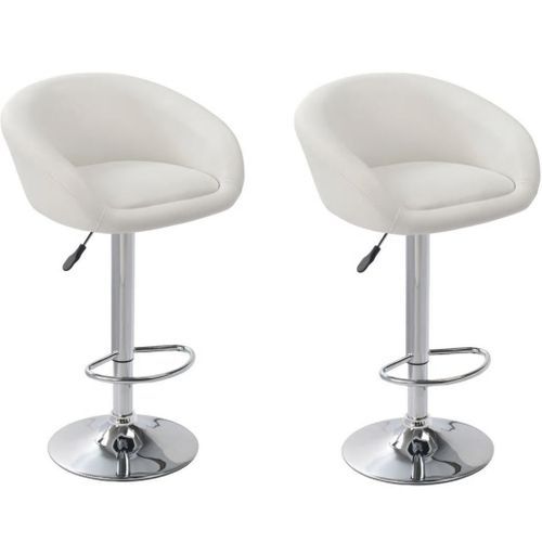 Chaise de bar simili cuir blanc et métal chromé Slim - Lot de 2 - Photo n°2; ?>