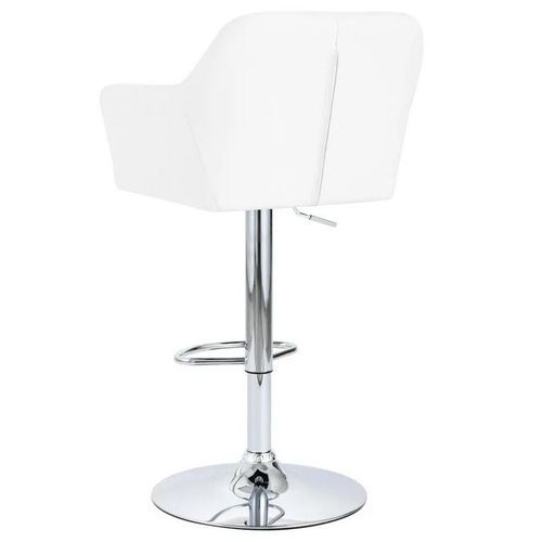 Chaise de bar simili cuir blanc et pied métal chromé Oxym - Photo n°3; ?>