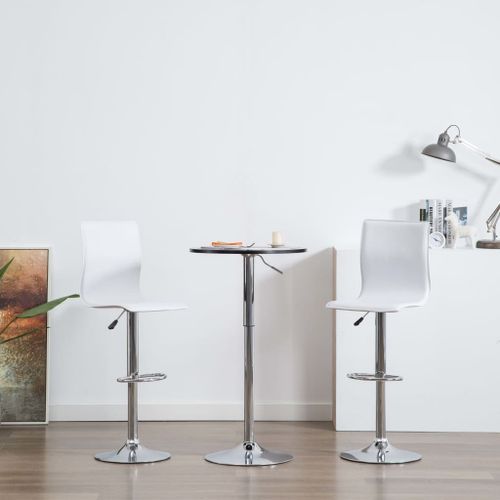 Chaise de bar simili cuir blanc et pieds métal chromé Vial - Lot de 2 - Photo n°3; ?>