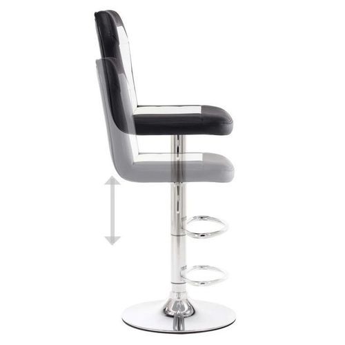 Chaise de bar simili cuir noir et blanc pied métal chromé Kix - Photo n°3; ?>