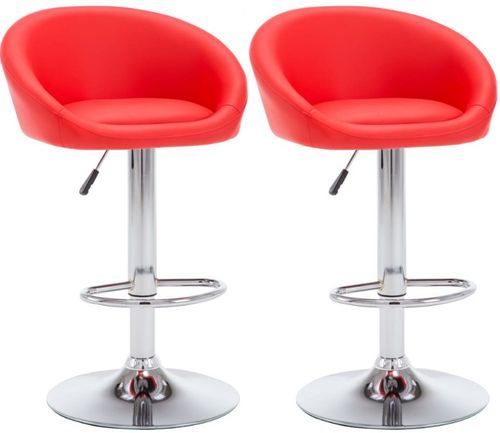 Chaise de bar simili cuir rouge et pieds métal chromé Fee - Lot de 2 - Photo n°2; ?>