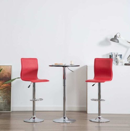 chaise de bar simili cuir rouge et pieds métal chromé Vial - Lot de 2 - Photo n°3; ?>