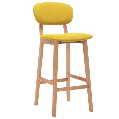 Chaise de bar tissu jaune moutarde et bois de hêtre massif Kamila - Lot de 2 - Photo n°2; ?>