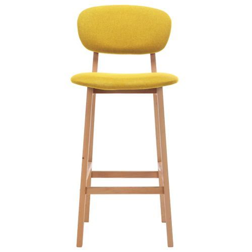 Chaise de bar tissu jaune moutarde et bois de hêtre massif Kamila - Lot de 2 - Photo n°3; ?>