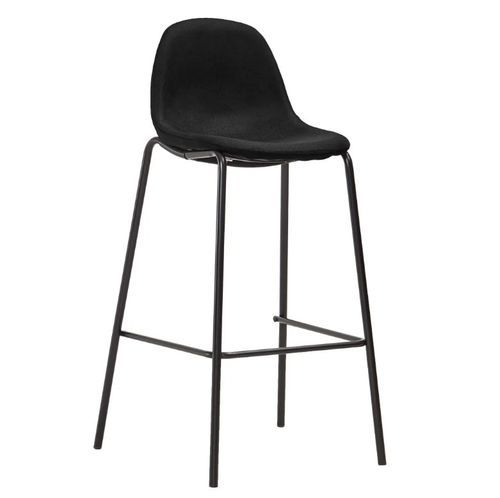 Chaise de bar tissu noir et pieds métal noir Cassie - Lot de 2 - Photo n°2; ?>