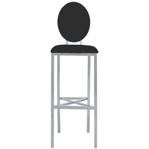 Chaise de bar velours noir et métal argenté Sandra - Lot de 2 - Photo n°3; ?>