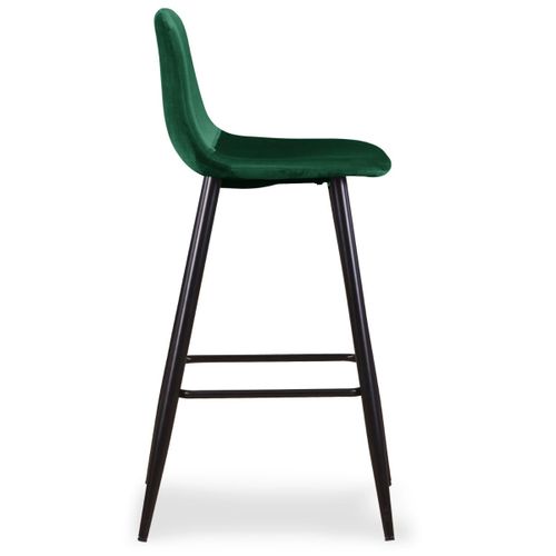 Chaise de bar velours vert et pieds métal noir Kofy - Lot de 4 - Photo n°3; ?>