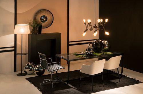 Chaise de bureau avec accoudoirs cuir noir et métal chromé Italo 2 - Photo n°3; ?>
