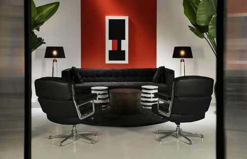 Chaise de bureau avec accoudoirs cuir noir et métal chromé Majesty - Photo n°3; ?>