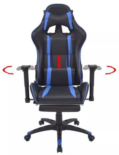 Chaise de bureau avec accoudoirs et repose pieds similicuir bleu et noir Fergia - Photo n°2; ?>