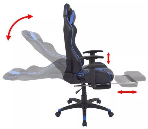 Chaise de bureau avec accoudoirs et repose pieds similicuir bleu et noir Fergia - Photo n°3; ?>