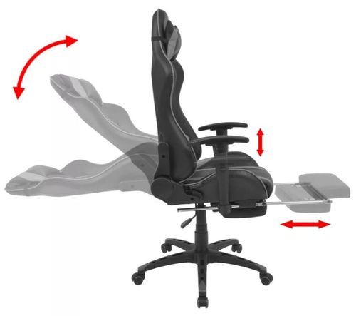 Chaise de bureau avec accoudoirs et repose pieds similicuir gris et noir Fergia 2 - Photo n°3; ?>