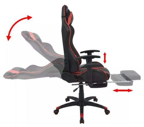 Chaise de bureau avec accoudoirs et repose pieds similicuir rouge et noir Fergia 2 - Photo n°3; ?>