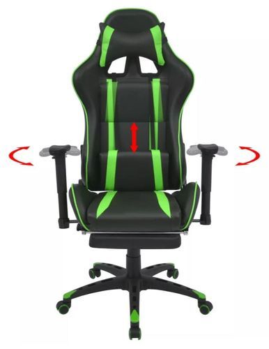 Chaise de bureau avec accoudoirs et repose pieds similicuir vert et noir Fergia 2 - Photo n°2; ?>