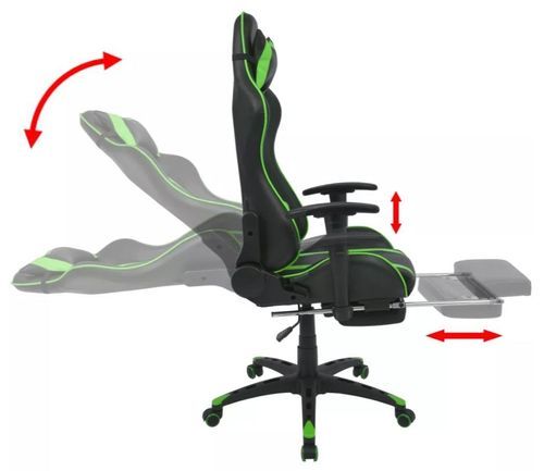 Chaise de bureau avec accoudoirs et repose pieds similicuir vert et noir Fergia 2 - Photo n°3; ?>