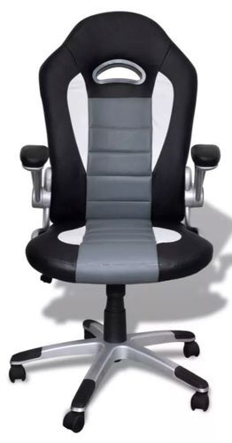 Chaise de bureau avec accoudoirs similicuir et métal multicolore Raylan 3 - Photo n°2; ?>