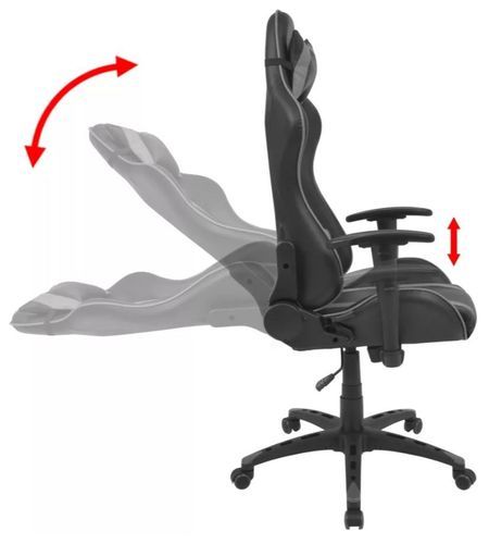 Chaise de bureau avec accoudoirs similicuir gris et noir Fergia 2 - Photo n°3; ?>