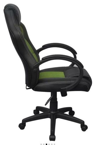 Chaise de bureau avec accoudoirs similicuir tissu maillé noir et vert Fergia - Photo n°3; ?>