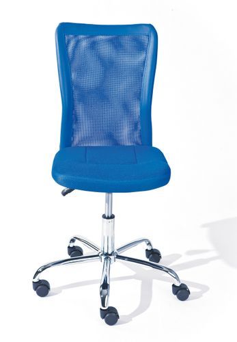 Chaise de bureau bleu et pieds métal chromé Kelly - Photo n°3; ?>