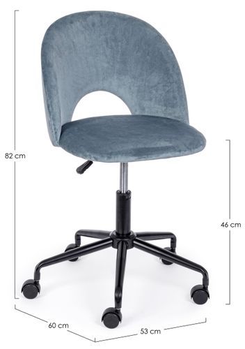Chaise de bureau en acier et en velours bleu Linzey - Lot de 2 - Photo n°3; ?>