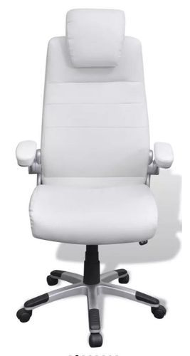 Chaise de bureau pivotante avec accoudoirs similicuir blanc Mikane - Photo n°2; ?>