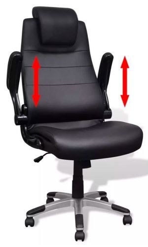 Chaise de bureau pivotante avec accoudoirs similicuir noir Mikane - Photo n°3; ?>