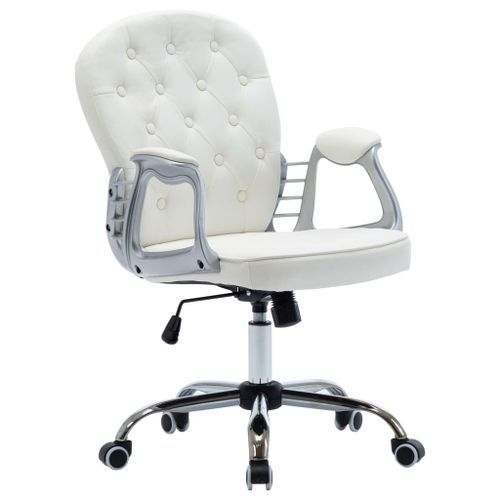 Chaise de bureau pivotante Blanc Similicuir 5 - Photo n°2; ?>