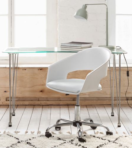 Chaise de bureau pivotante plastique blanc Waly - Photo n°2; ?>