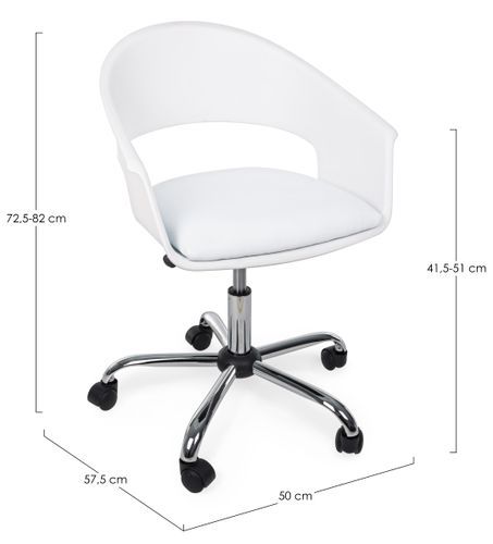Chaise de bureau pivotante plastique blanc Waly - Photo n°3; ?>