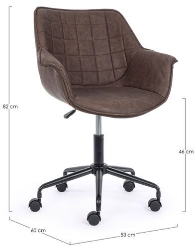 Chaise de bureau pivotante velours marron Josa - Photo n°2; ?>