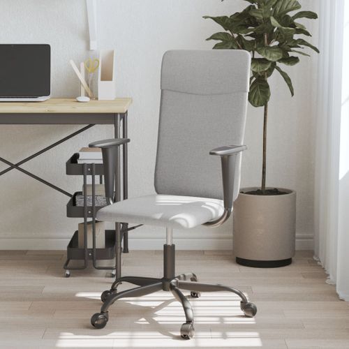 Chaise de bureau réglable en hauteur gris clair tissu - Photo n°2; ?>