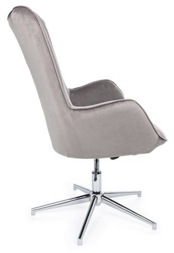 Chaise de bureau réglable en velours gris Farija - Photo n°2; ?>