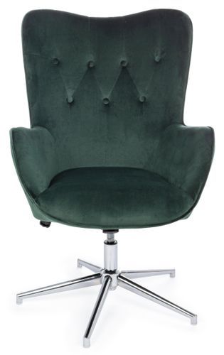 Chaise de bureau réglable en velours vert Farija - Photo n°3; ?>