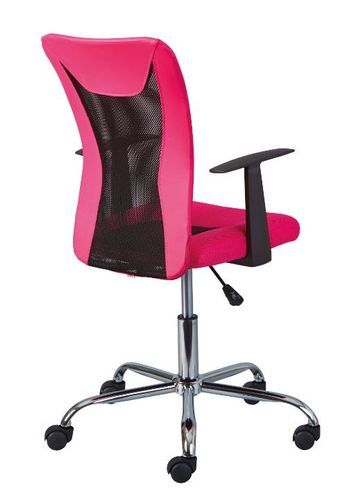 Chaise de bureau réglable simili cuir rose et noir Roll - Photo n°3; ?>