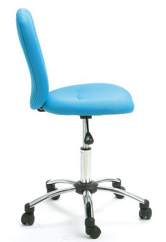 Chaise de bureau tissu bleu et pieds métal chromé Pezzi - Photo n°3; ?>