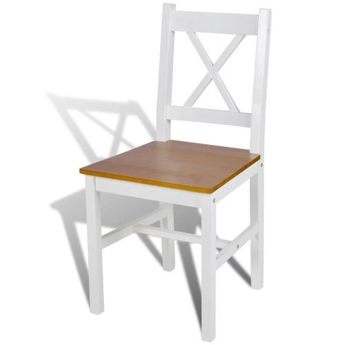 Chaise de cuisine blanc laqué et marron Dina - Lot de 2 - Photo n°2; ?>