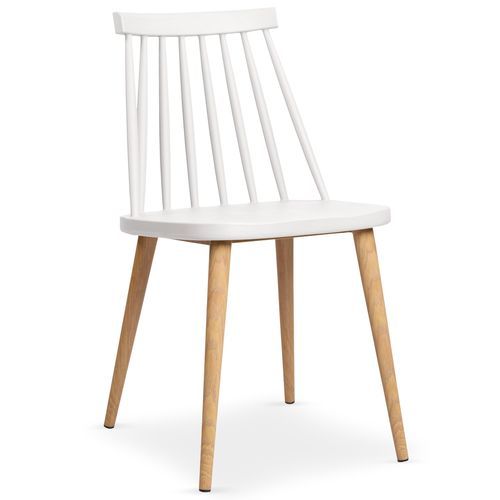 Chaise de cuisine bois et blanc Nordi - Lot de 2 - Photo n°2; ?>
