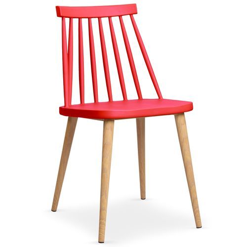 Chaise de cuisine bois et rouge Nordi - Lot de 2 - Photo n°2; ?>