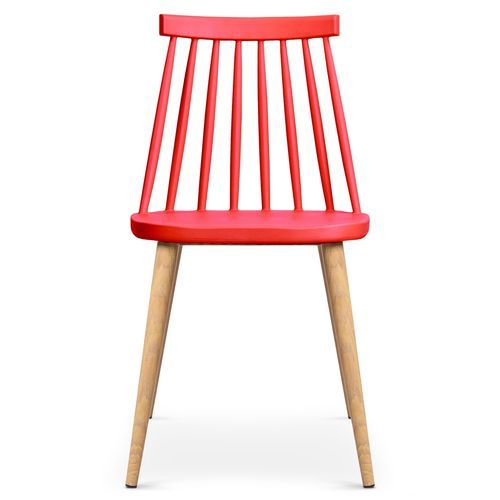 Chaise de cuisine bois et rouge Nordi - Lot de 2 - Photo n°3; ?>