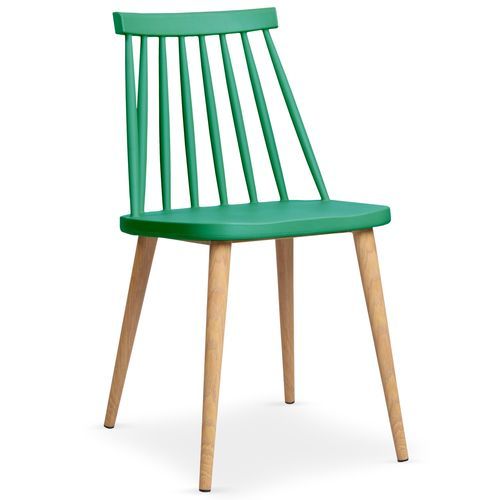 Chaise de cuisine bois et vert Nordi - Lot de 2 - Photo n°2; ?>