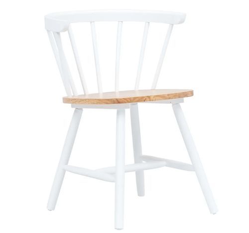 Chaise de cuisine hévéa massif blanc et clair Caleo - Lot de 4 - Photo n°2; ?>