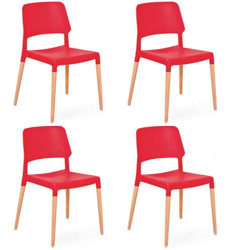 Chaise de cuisine rouge Toly - Lot de 4 - Photo n°2; ?>