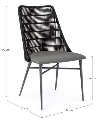 Chaise de jardin aluminium anthracite et gris Tabi - Lot de 2 - Photo n°3; ?>