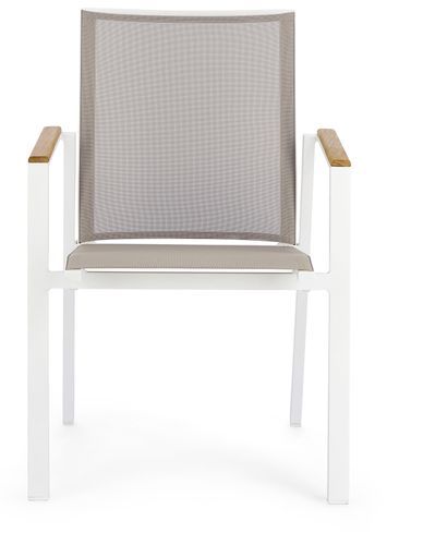 Chaise de jardin avec accoudoir aluminium blanc Kamera - Lot de 4 - Photo n°2; ?>