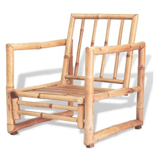 Chaise de jardin bambou et polyester blanc Maboun - Lot de 2 - Photo n°2; ?>