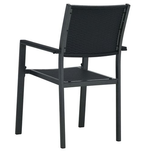 Chaise de jardin plastique et métal noir Dihar - Lot de 4 - Photo n°2; ?>
