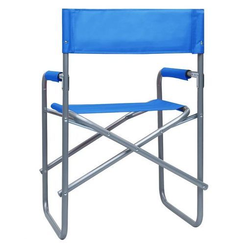 Chaise de jardin pliable bleu et métal gris Acini - Lot de 2 - Photo n°2; ?>