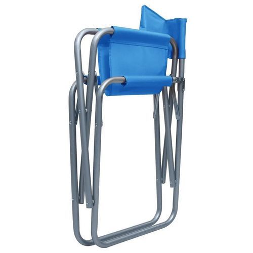 Chaise de jardin pliable bleu et métal gris Acini - Lot de 2 - Photo n°3; ?>